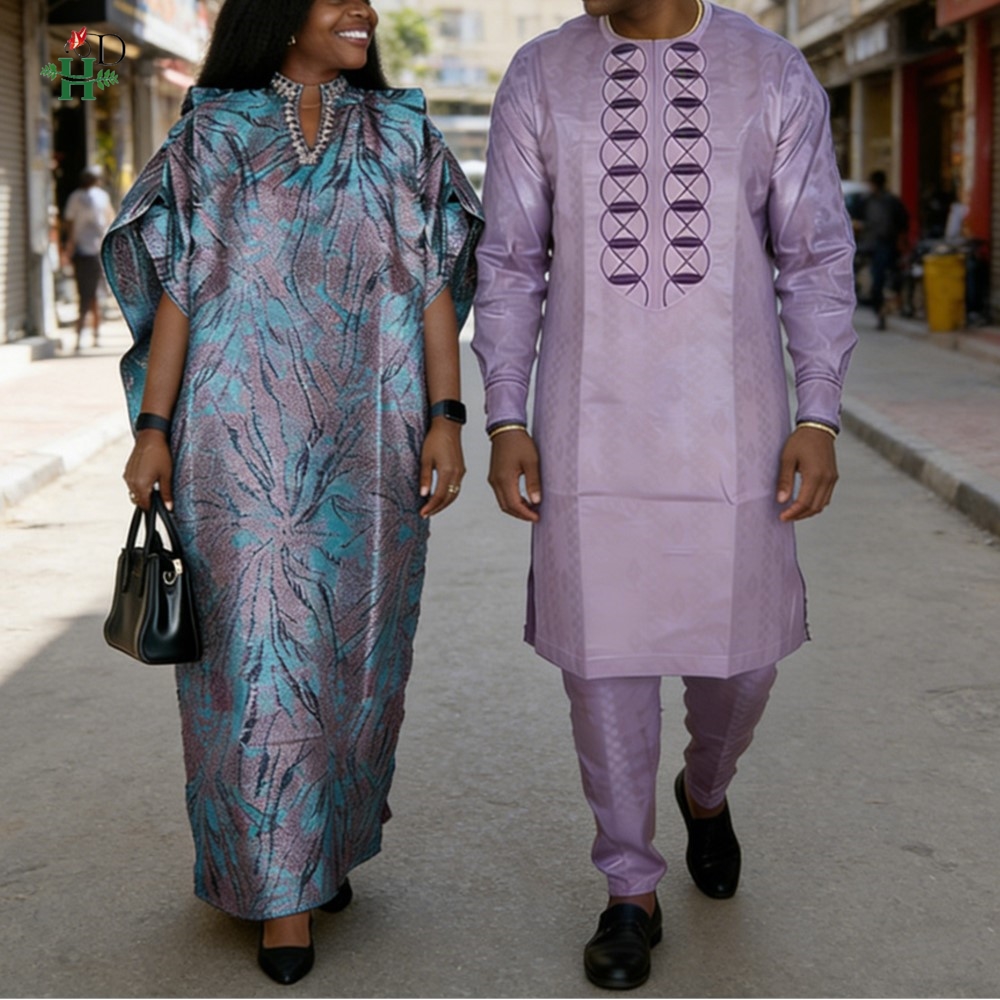 Boubou Men Africa - H&D Afrikanische Kleider für Paare, lila,