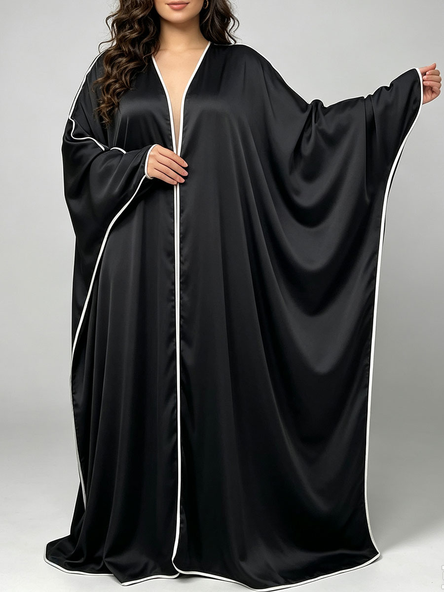 Abaya Modest Wear - Elegante Satin-Abaya-Kimono für Damen, luxuriöses weißes