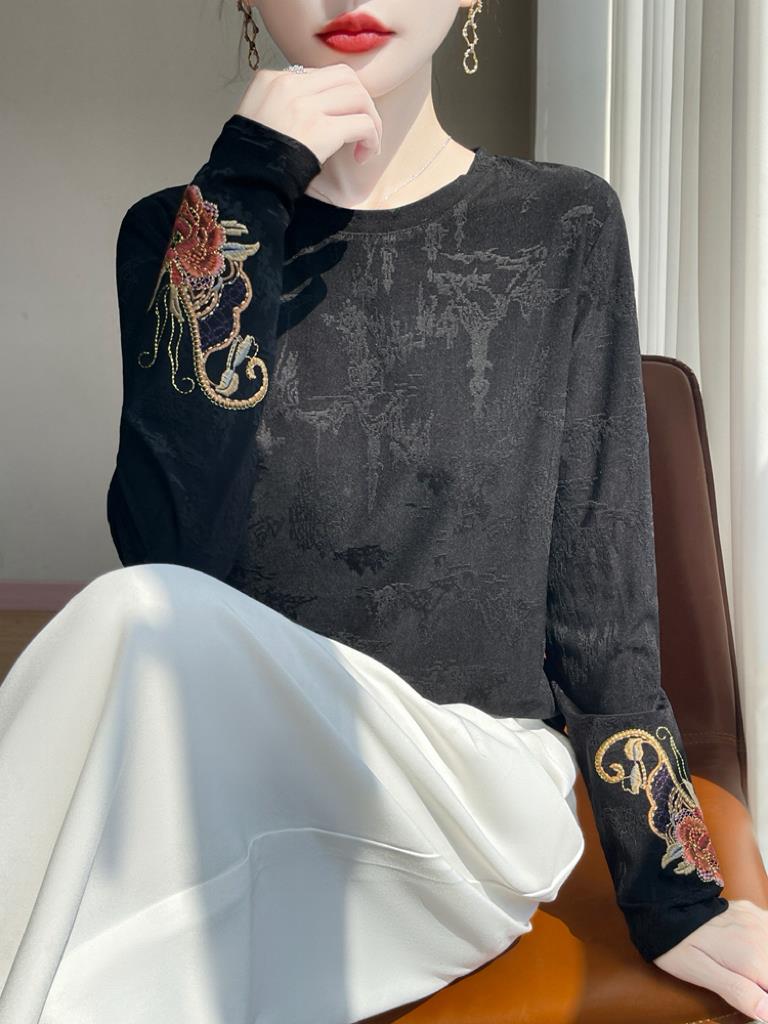 Ethnic Fashion Wear - Neues Chinesisches Rundhals-Oberteil mit Stickerei für
