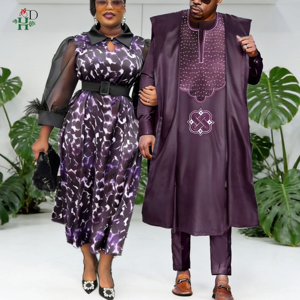 Boubou Men Africa - 2026 Afrikanische Partnerlook-Kleidung für Damen, Hochzeitsfeier-Robe,