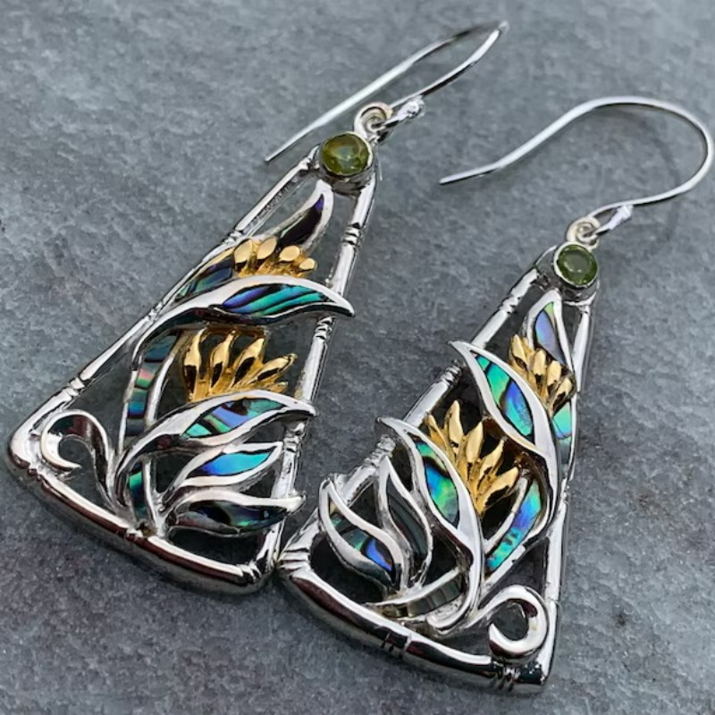 Ethnic Fashion Trend - Ethnischer Stil, bunt, geschnitztes Muster, Anhänger-Ohrringe,