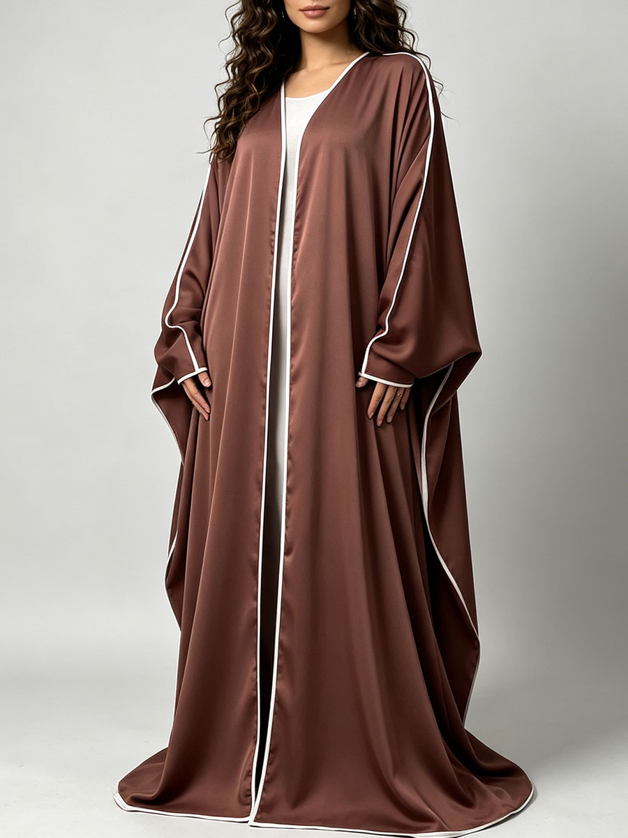 Elegante Satin-Abaya-Kimono fü – Abaya Modest Wear Bewertung und Preis