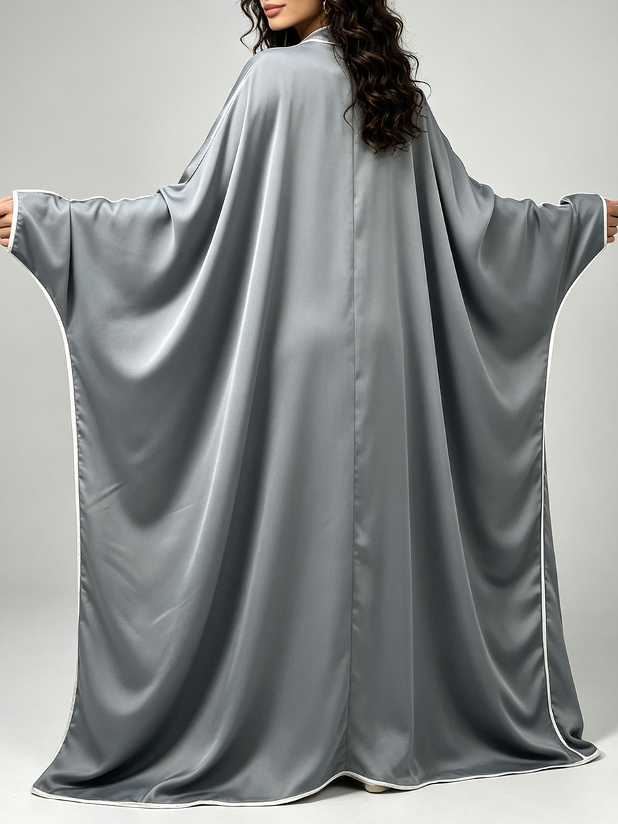Elegante Satin-Abaya-Kimono fü – Abaya Modest Wear Bewertung und Preis