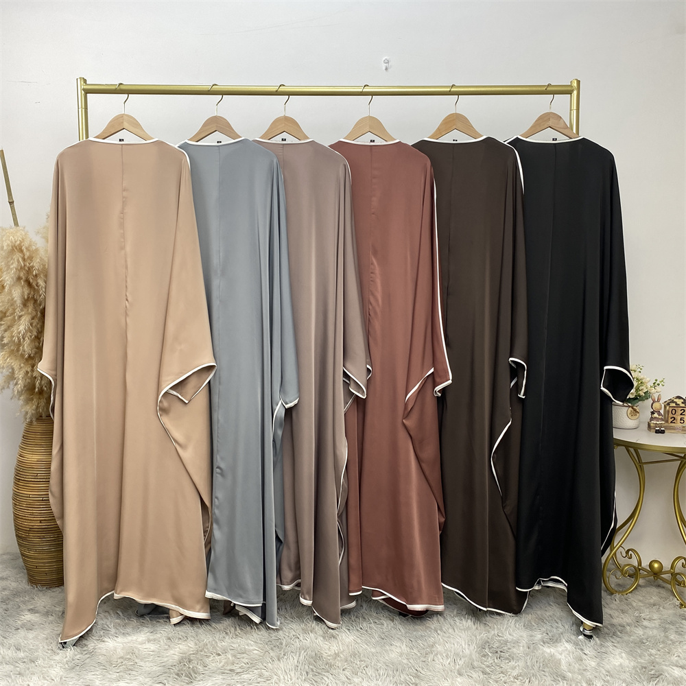Elegante Satin-Abaya-Kimono fü – Abaya Modest Wear Bewertung und Preis