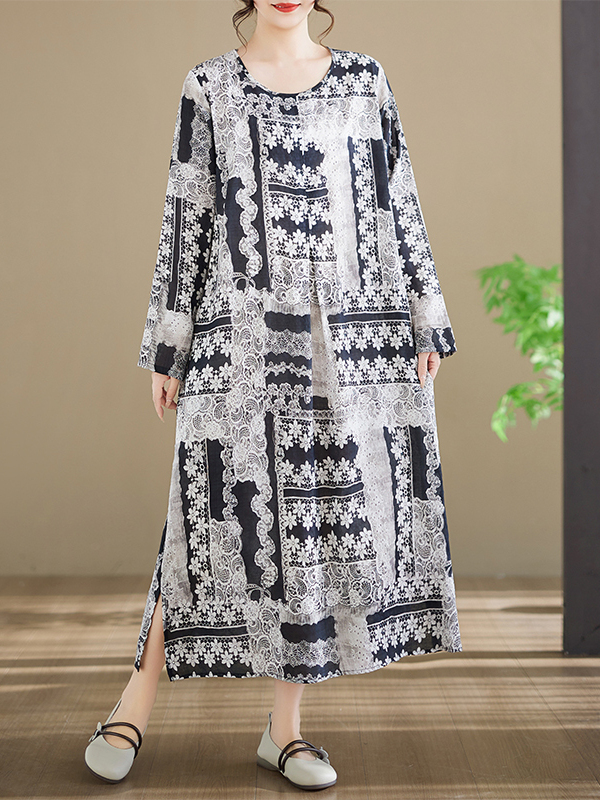 Langärmliges Baumwollkleid mit – Ethnic Fashion Walk Bewertung und Preis